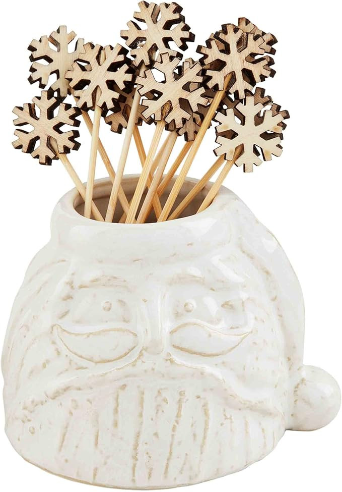 Mud Pie Christmas Toothpick Holder, Santa; caddy approx 3" x 3" dia | toothpick approx 3 1/2" | Amazon (US)