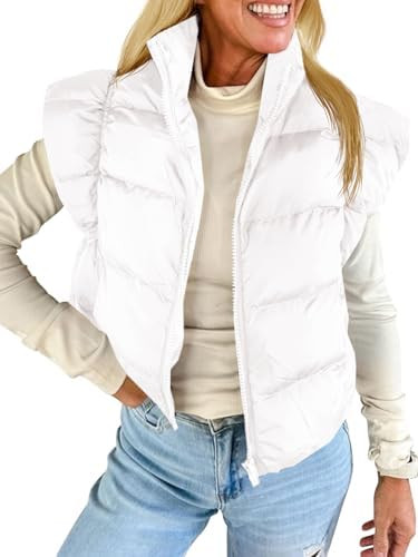 Tankaneo Womens Cropped Puffer Vest Cap Sleeve Zip Up Puffy Qulited Jacket Stand Collar Padded Gi... | Amazon (US)