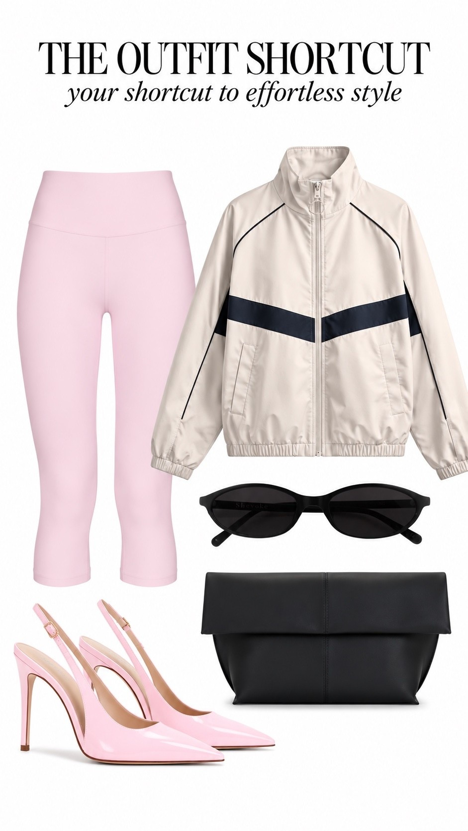 this outfit is such a good mix of sporty and feminine. I love the capris with the oversized windbreaker (it’s men’s but who cares), but it’s the pink heels that completely change the look. Add the black clutch and sunglasses and suddenly leggings feel very chic💁🏼‍♀️

#LTKootd #LTKOver40 #LTKdayinmylife