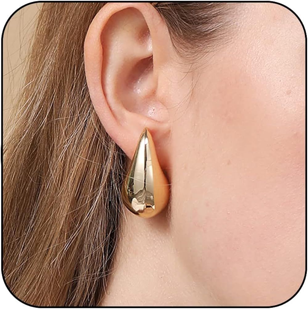 Avotto Chunky Gold Silver Hoop Earrings for Women Girls, Lightweight Hollow Open Hoops Earrings, ... | Amazon (US)