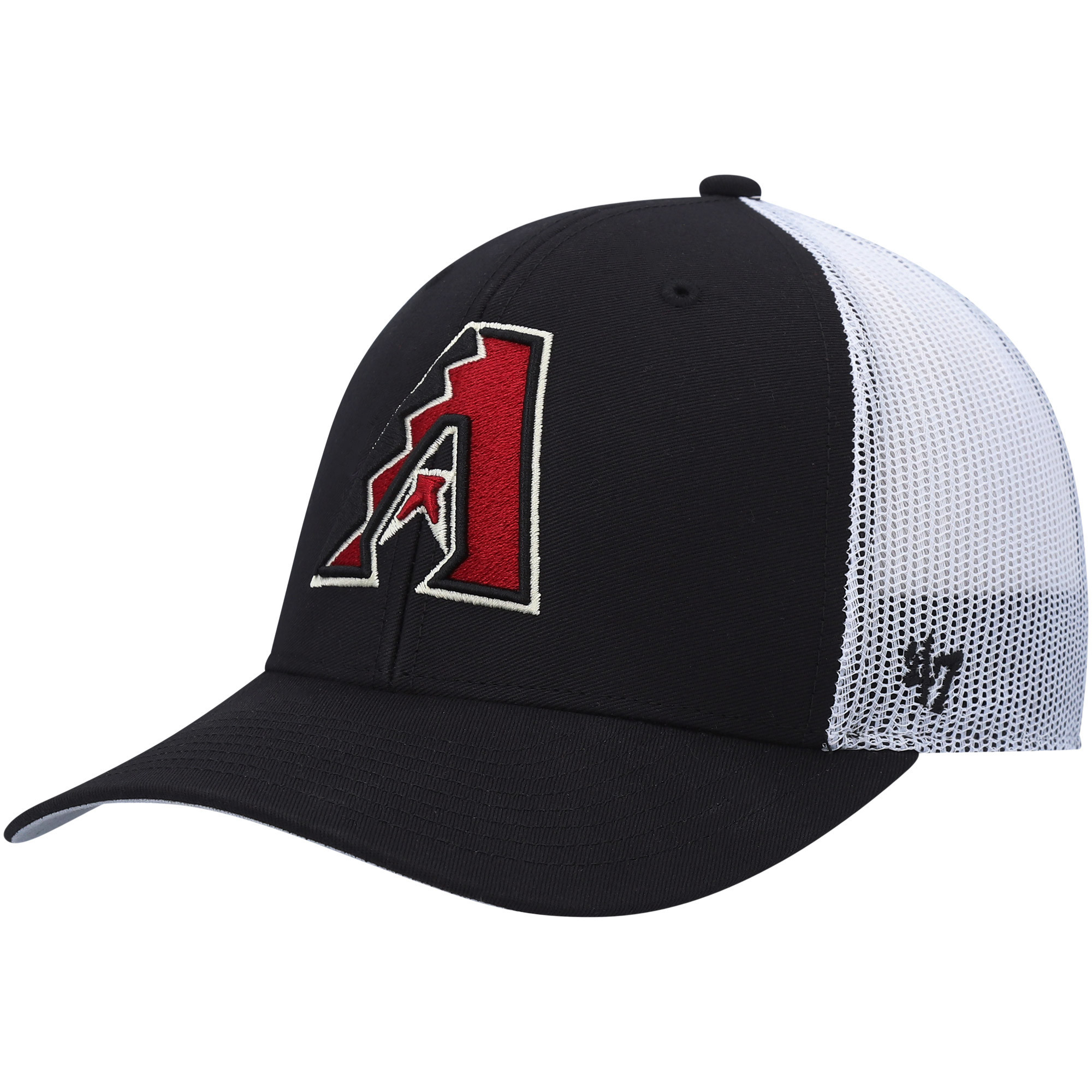 Men's '47 Black/White Arizona Diamondbacks Primary Logo Trucker Snapback Hat | Fanatics