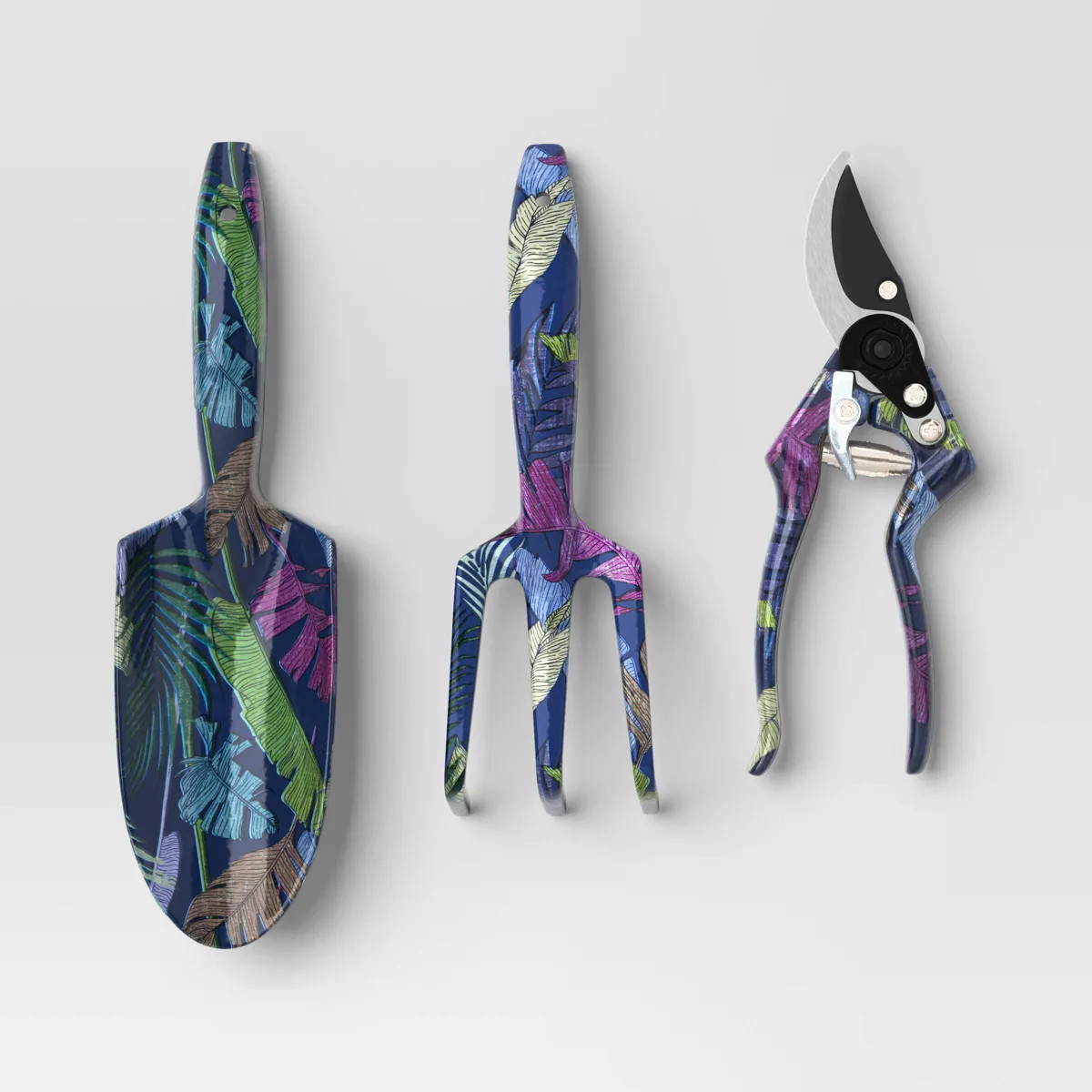3pc Shears Gardening Tool Set Dark Palm Banana Tropical Blue - Threshold™ | Target