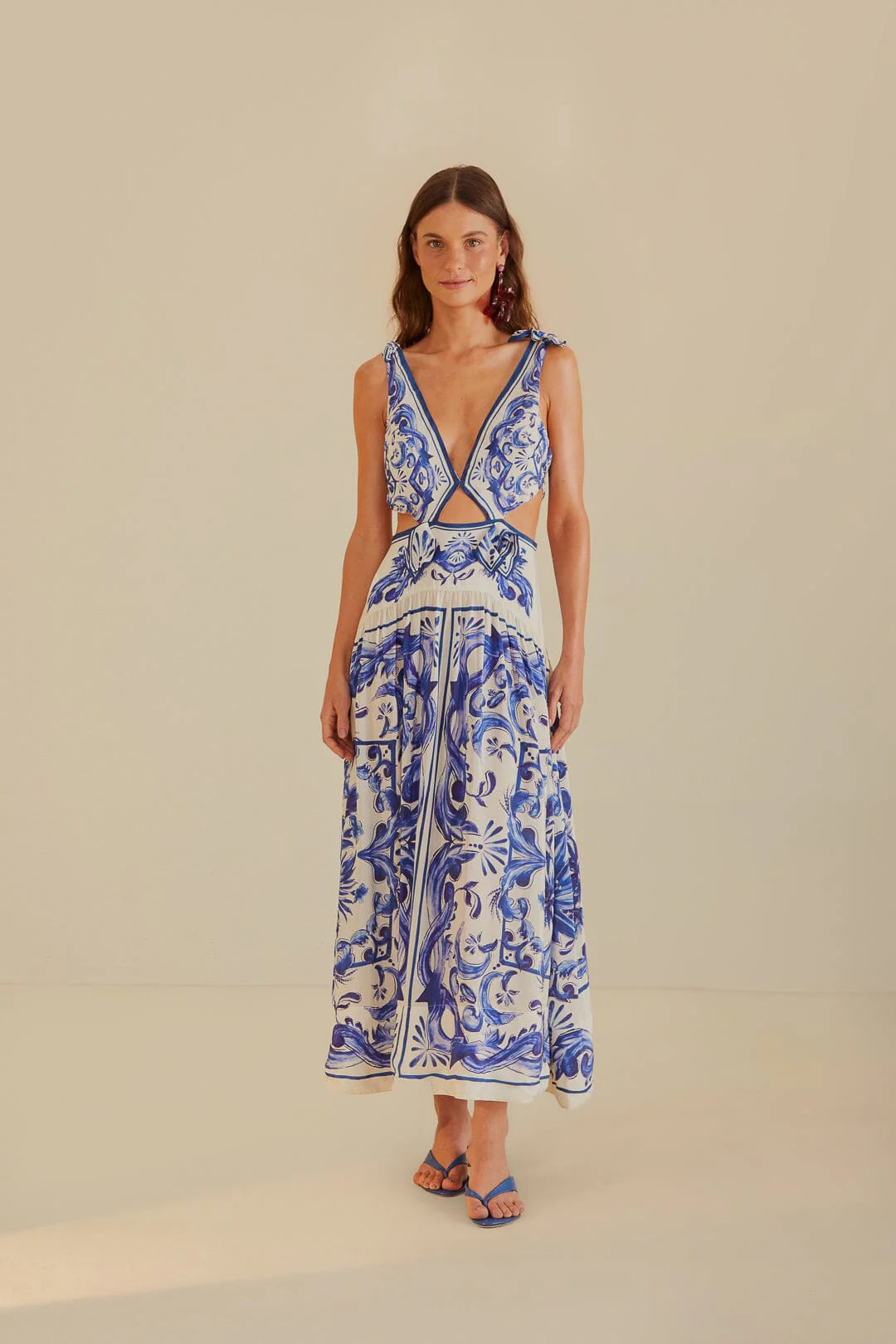 Off-White Garden Tiles Maxi Dress | FarmRio (US)