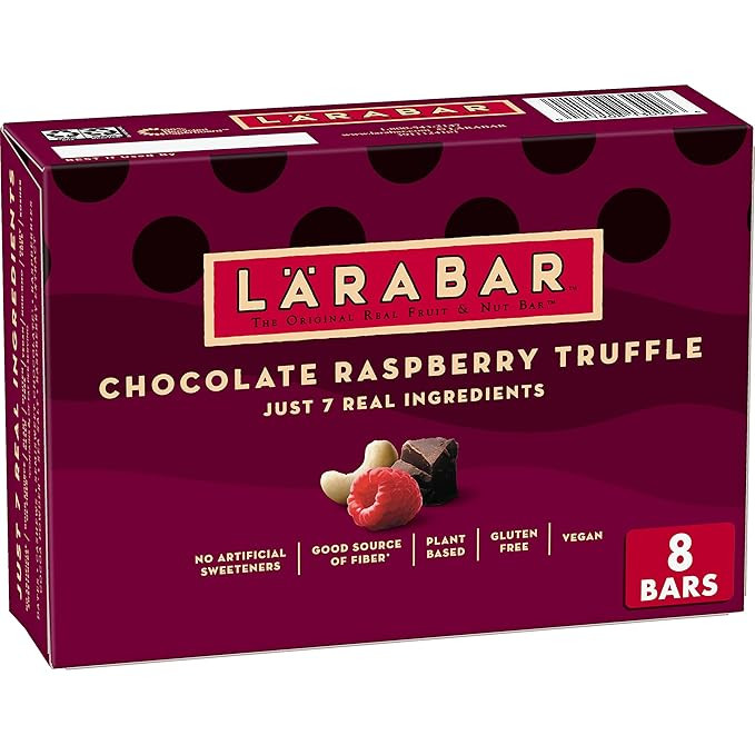 Larabar Chocolate Raspberry Truffle, Gluten Free Vegan Fruit Nut Bars, 8 ct | Amazon (US)