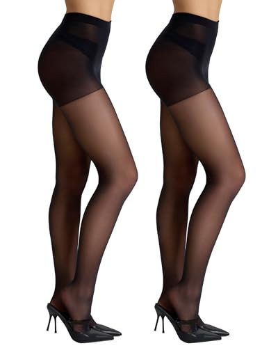 Citystl 2 Pairs Women's Black Sheer Tights - 30D Not Rip Control Top Pantyhose - Reinforced Toes (Black*2,M) | Amazon (US)