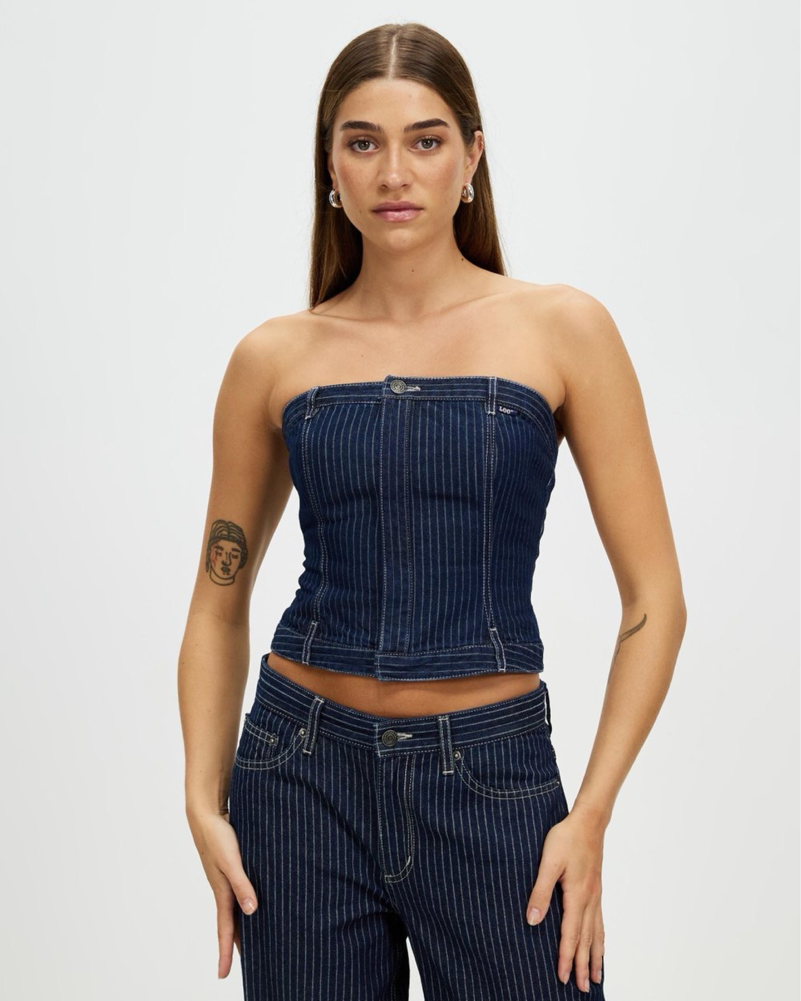 Loving strapless denim tops lately