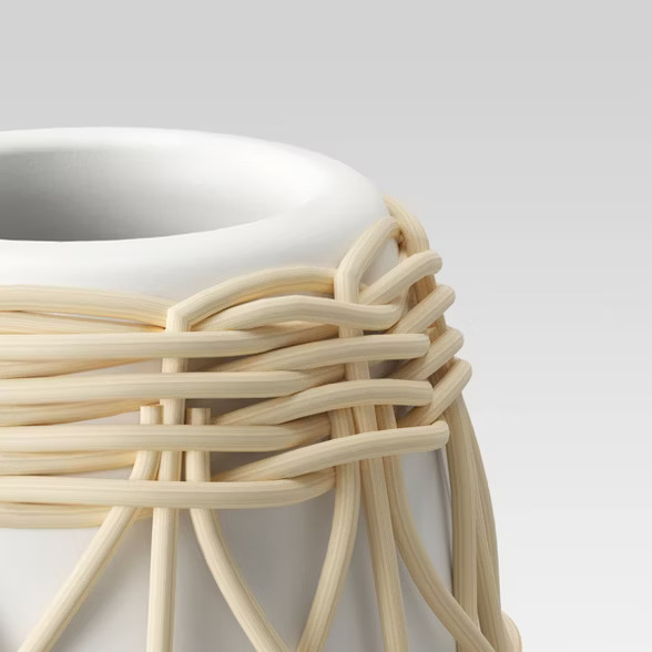 12" x 6" Rattan Ceramic Vase White - Opalhouse™ | Target