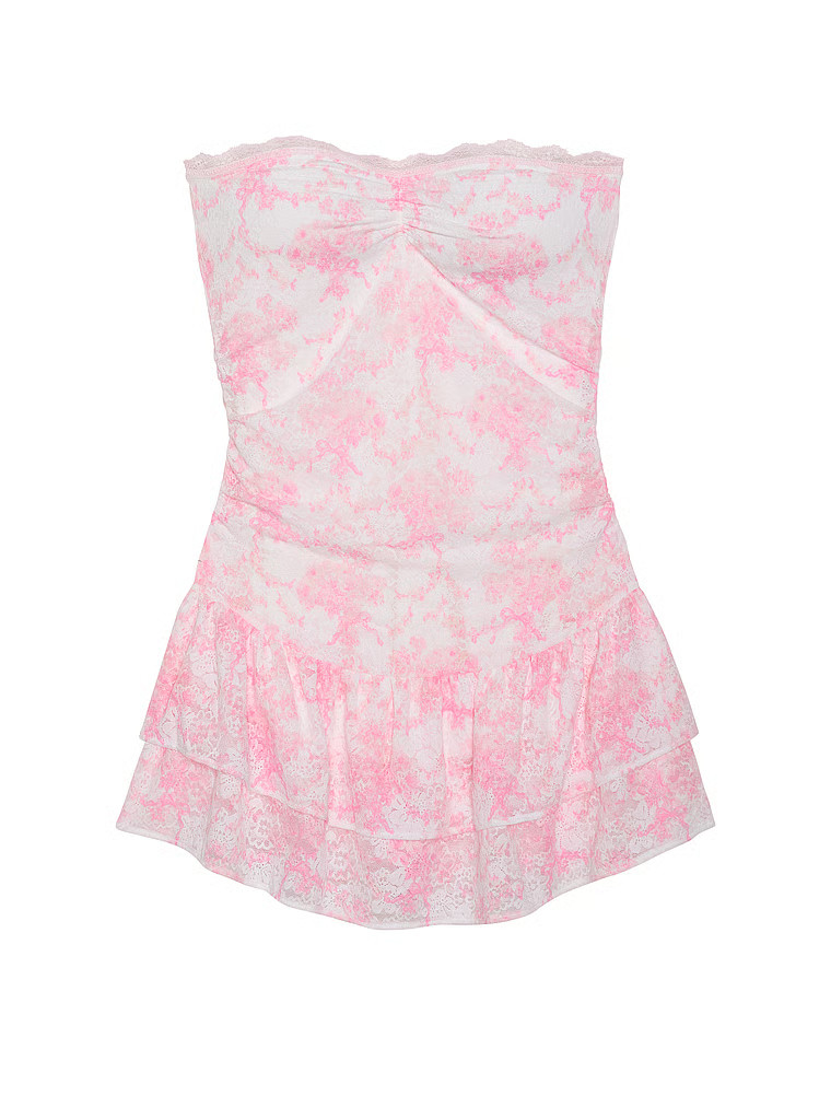 PINK x LoveShackFancy Strapless Lace Mini Dress | Victoria's Secret (US / CA )