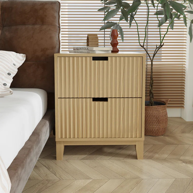 Ebern Designs Ashwaq 2 - Drawer Nightstand in Natural "& Reviews" | Wayfair | Wayfair North America