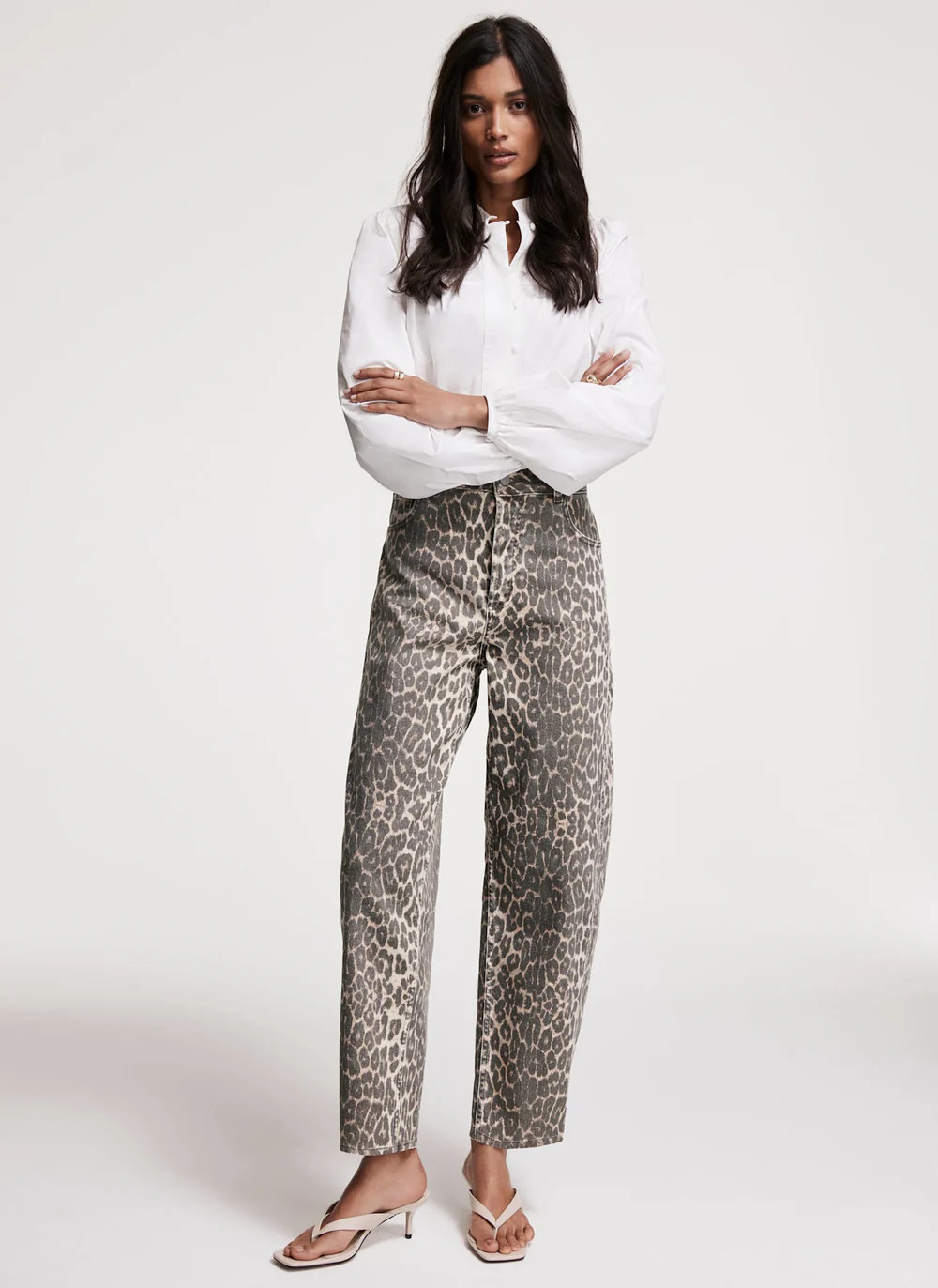 Leopard Print Barrel Leg Jeans | Mint Velvet
