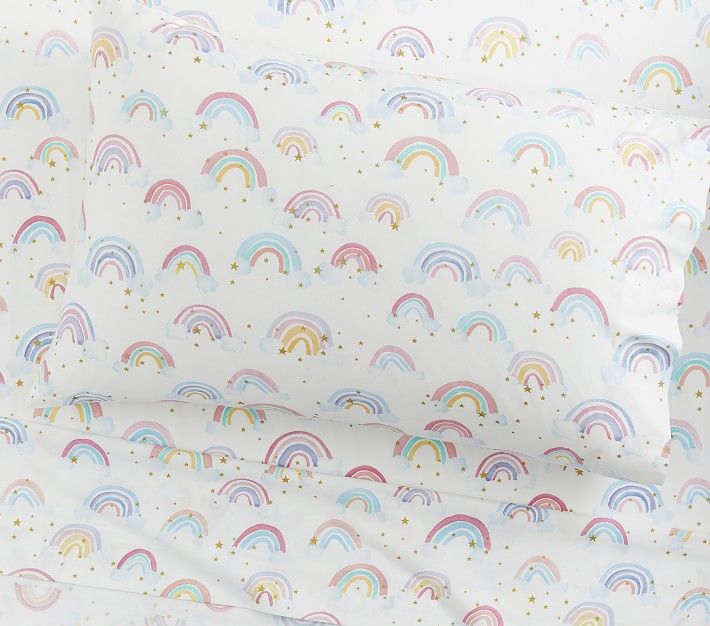 Rainbow Cloud Organic Sheet Set & Pillowcases | Pottery Barn Kids