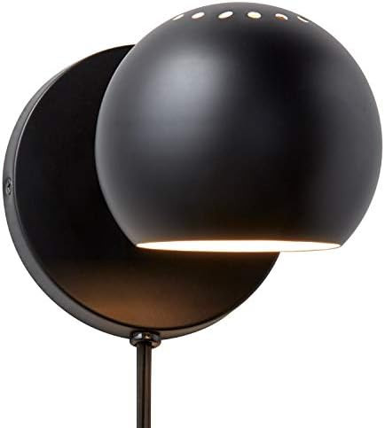 Rivet Mid Century Modern Wall Mounted Plug-In Sconce Light, 7.25"H, Matte Black | Amazon (US)