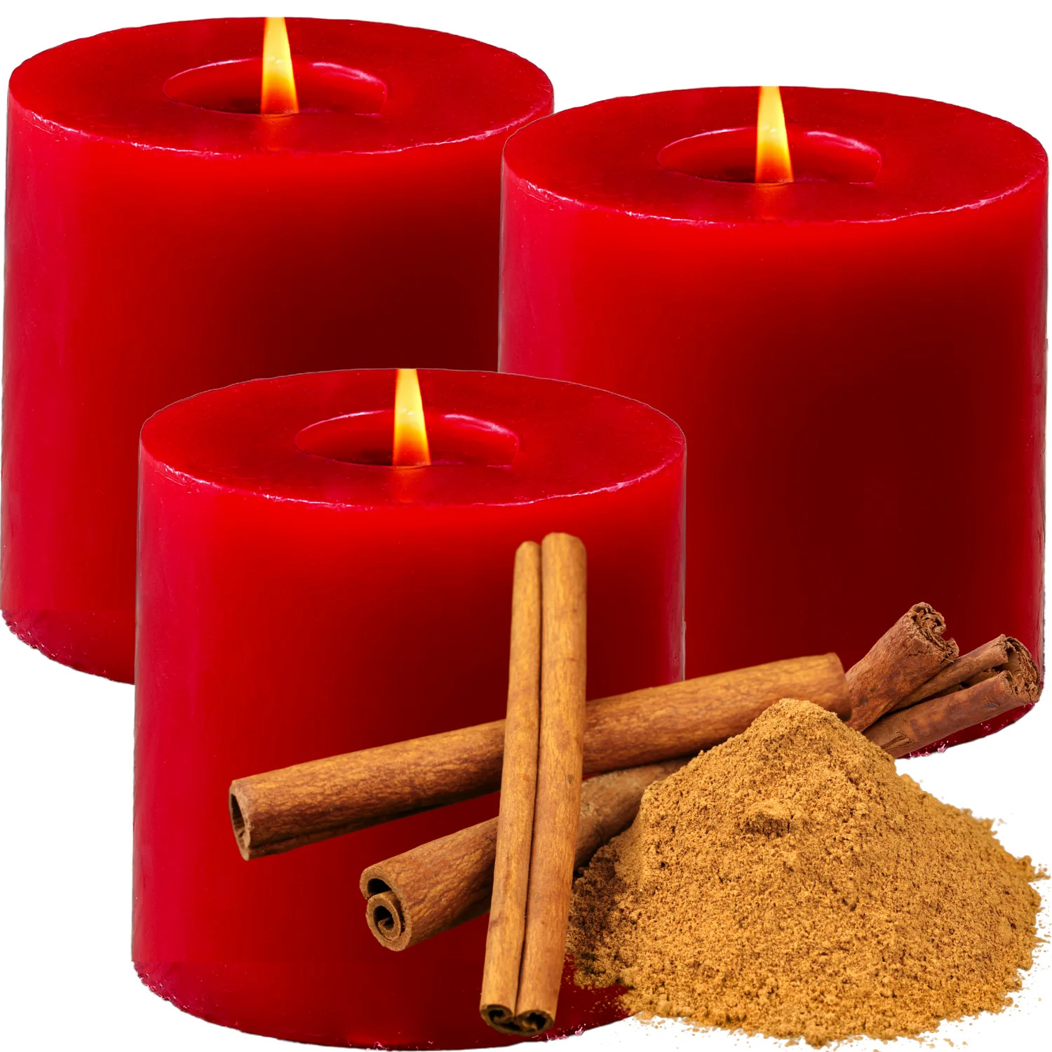 Apple Cinnamon Scented Pillar Candles, 3 Pack Pillar Candles Cinnamon Scent 36 Hours Burn Time by... | Walmart (US)