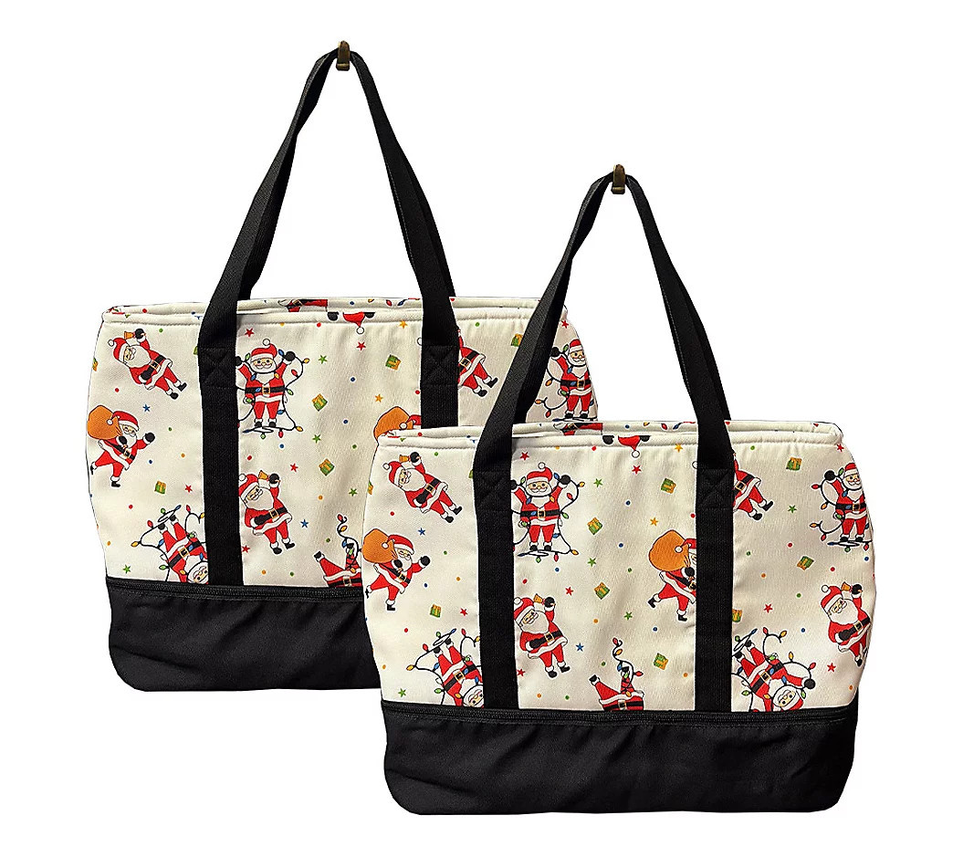 Temp-tations Seasonal S/2 Insulated Tote Bags w/ Pockets | QVC
