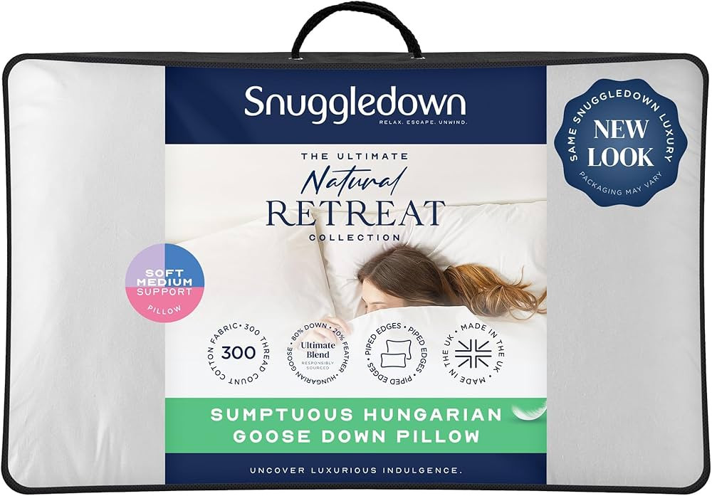 Snuggledown Hungarian Goose Down Pillow 1 Pack - Hotel Quality 80% Down 20% Feather Pillow, RDS C... | Amazon (UK)
