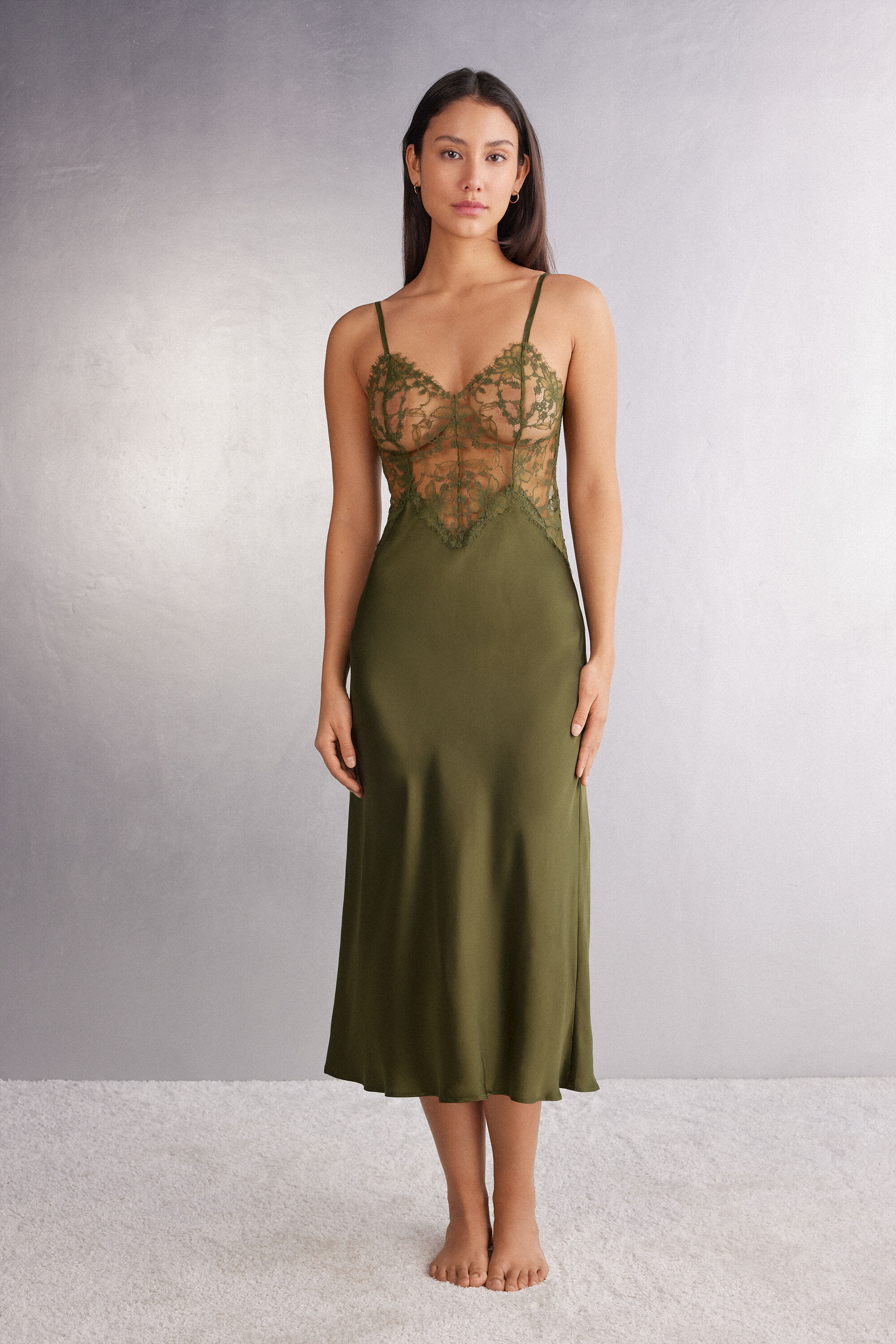 Imaginary Journey Long Silk and Lace Nightgown - Intimissimi | Intimissimi (US)