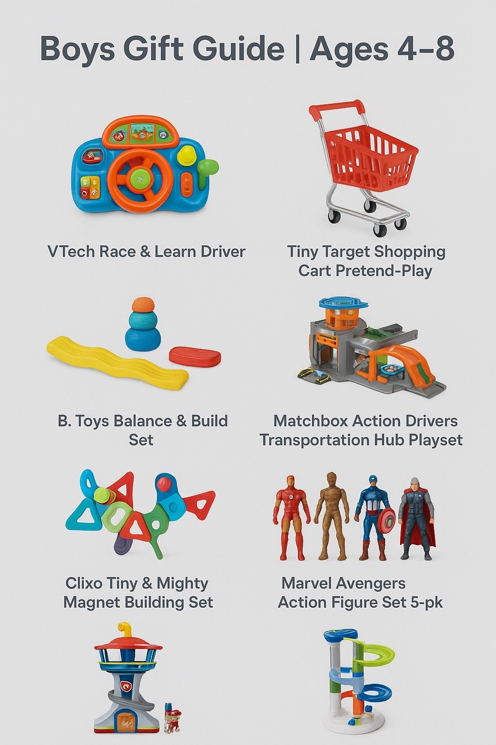 Asked AI to generate top toys for boys 4-8 and here’s what it gave me! Most of them are best sellers and highly rated 

#LTKKids #LTKGiftGuide #LTKHoliday