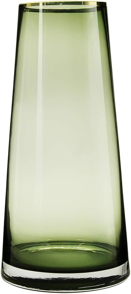 10“ Green Glass Vase with Gold Mouth for Centerpieces Home Wedding Decoration | Amazon (US)