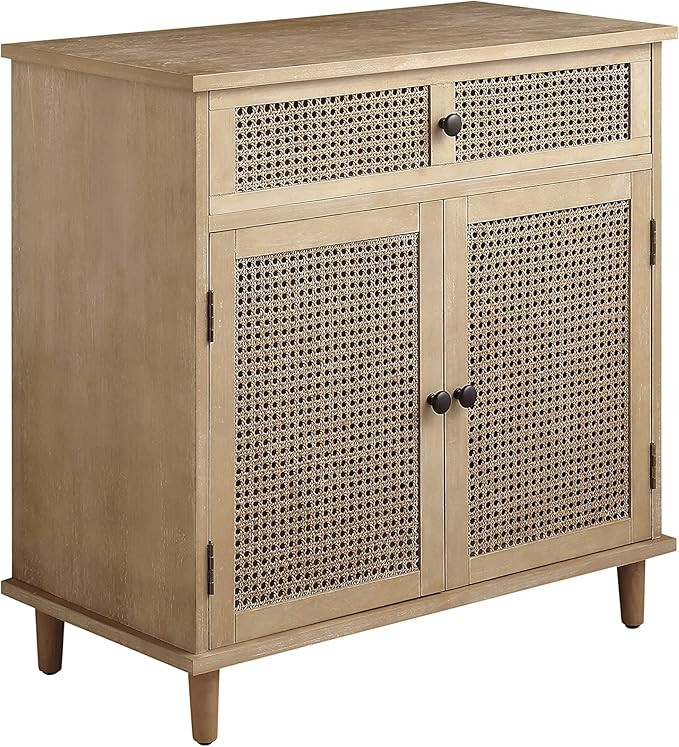 Fat Ant Rattan Cabinet with Drawer - Mid Century Modern Sideboard with Solid Wood Feets, Farmhous... | Amazon (US)