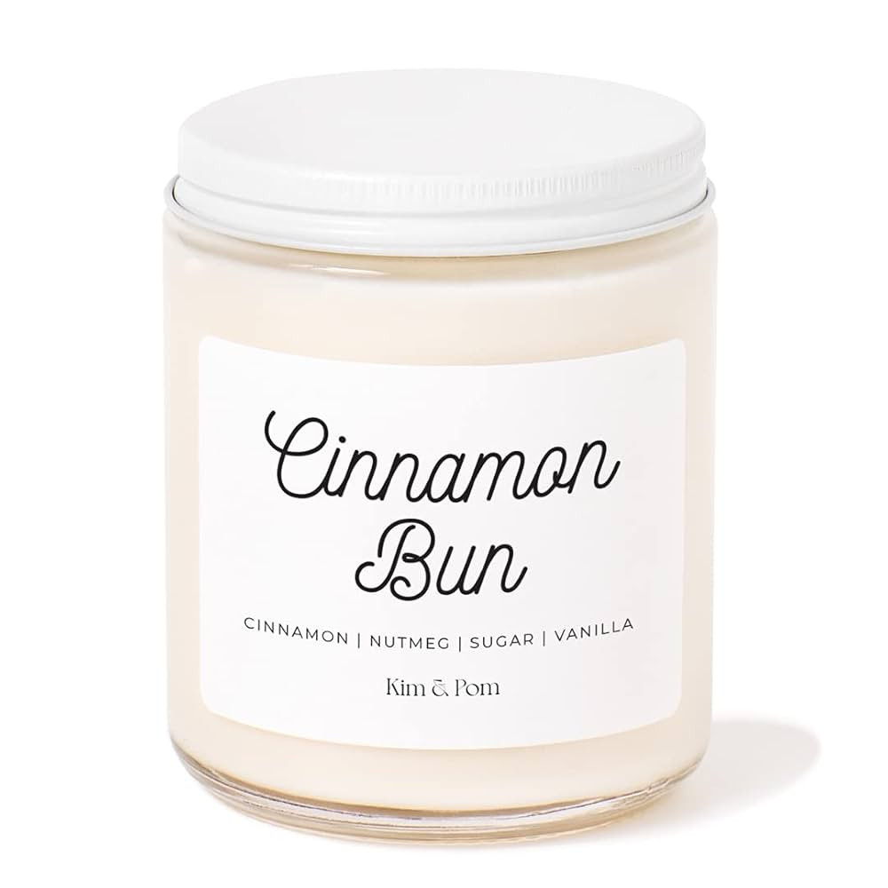 Kim and Pom Cinnamon Bun Candle, Made in Canada, Fall Candles, Soy Wax Candle | Amazon (CA)