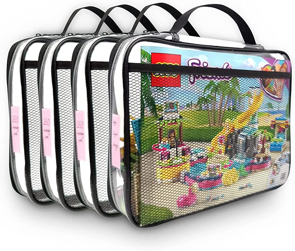 Holay 4 Packs PVC Zippered Blocks Set, Toy, Clay Storage Organizer Case (Name Tag, Manual Pocket)... | Amazon (US)
