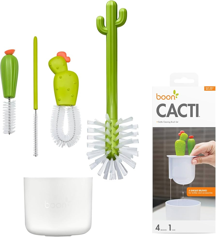 Boon Cacti Bottle Cleaning Brush Set - Includes Bottle Brush, Nipple Brush, Detail Brush, and Str... | Amazon (US)