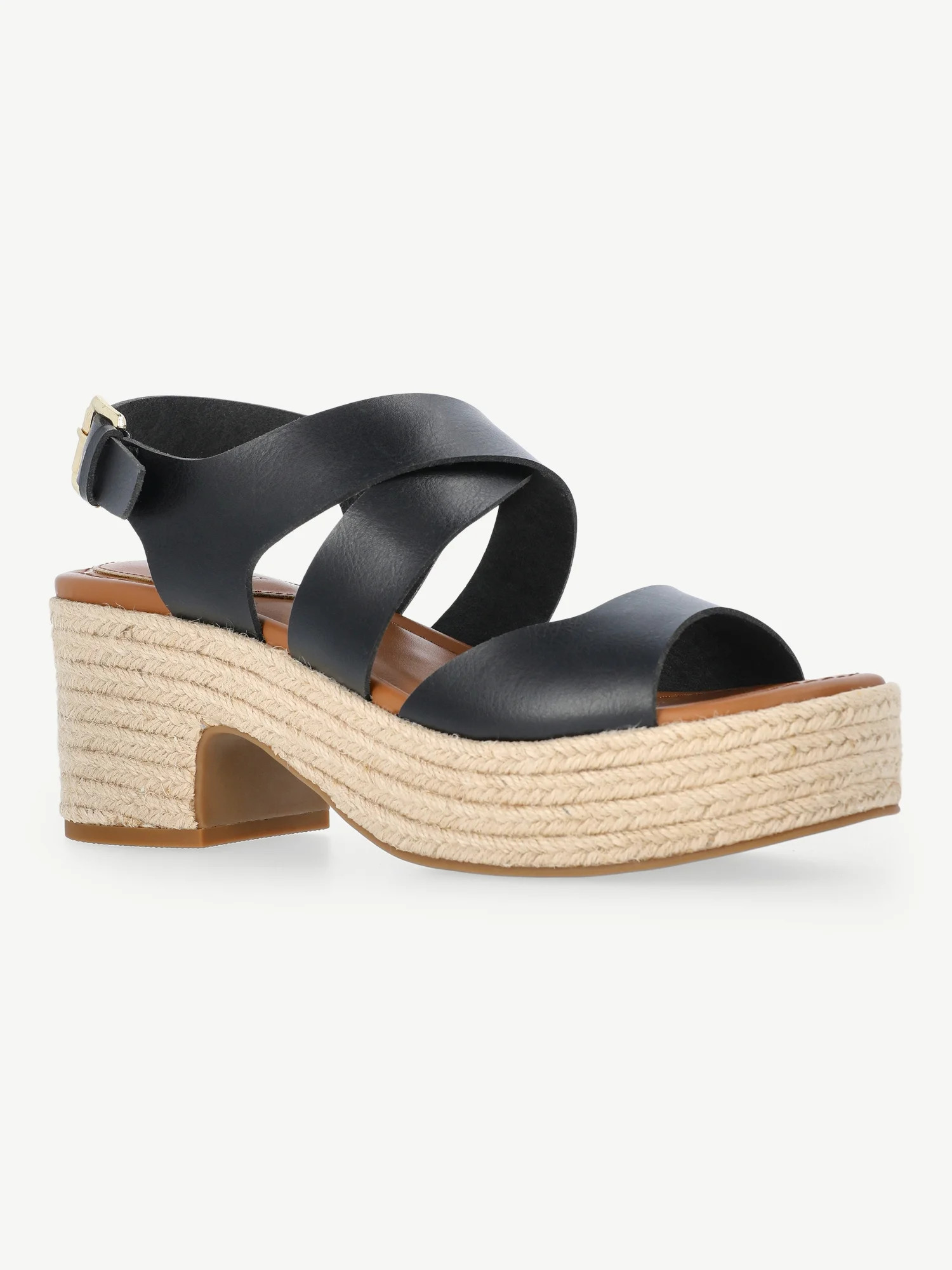 Free Assembly Women's Strappy Platform Block Heel Sandals | Walmart (US)