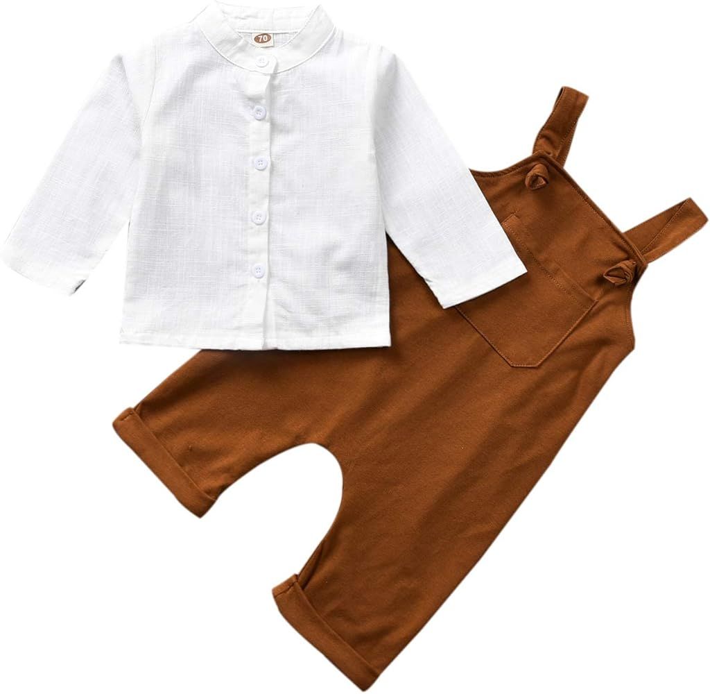 Unutiylo Baby Boys Clothes for Gentleman Outfits,Toddler Overalls Baby Suspender Pants and Bodysuit  | Amazon (US)