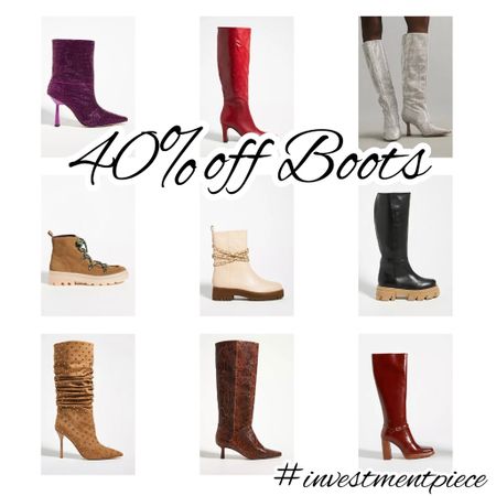 You could gift these- or you could gift yourself! From studded boots to hiking boots to classics. Get 40% off select boots this weekend only @anthropologie #investmentpiece 

#LTKsalealert #LTKshoecrush #LTKGiftGuide