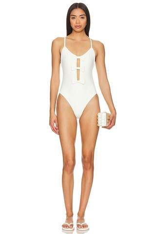 CAROLINE CONSTAS Sabina One Piece in Off White from Revolve.com | Revolve Clothing (Global)