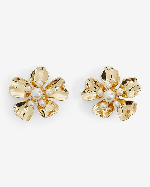 Flower Pearl Stud Earrings | Express