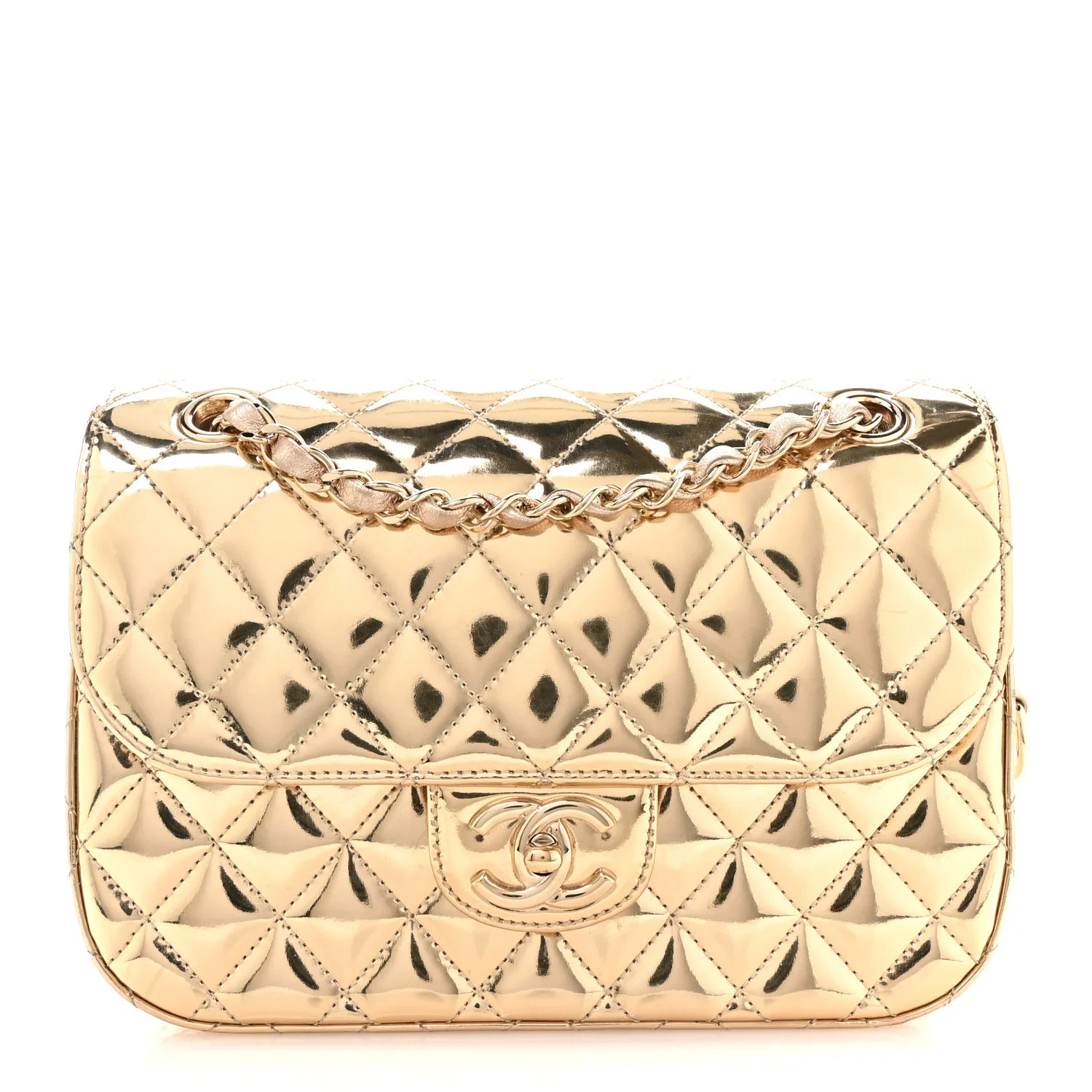 Chanel Mirror Calfskin Metallic Calfskin Medium Hollywood Boulevard Flap With Star Coin Purse Lig... | FASHIONPHILE (US)