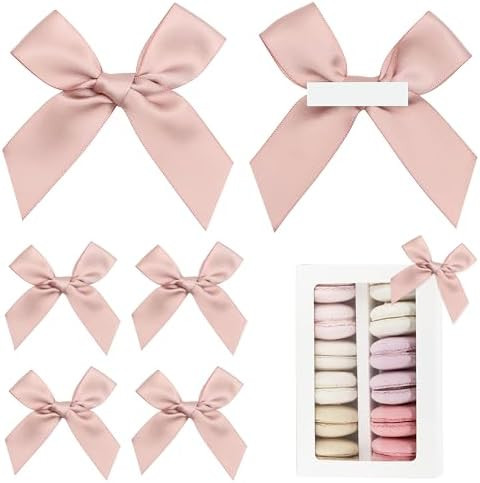 LIZLOVESS Pre-Tied Self Adhesive Dusty Rose Satin Ribbon Bows for Crafts 3" Small Dusty Pink Bow ... | Amazon (US)