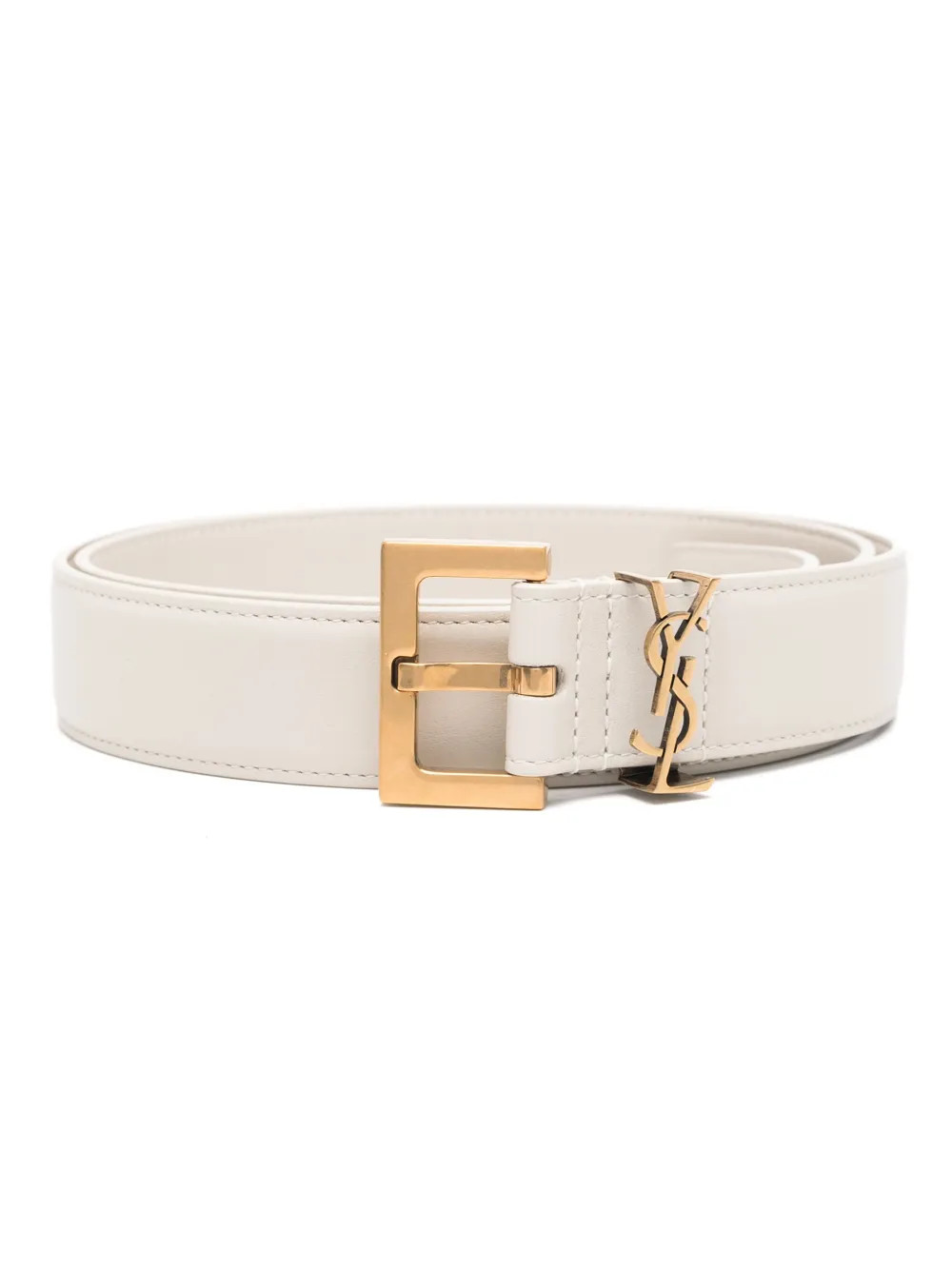 Saint Laurent Cassandre Leather Belt | Neutrals | FARFETCH | Farfetch Global