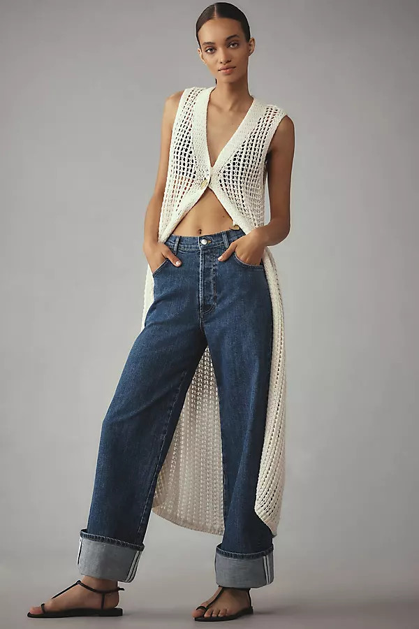 Pilcro Cuff High-Rise Straight-Leg Jeans | Anthropologie (UK)