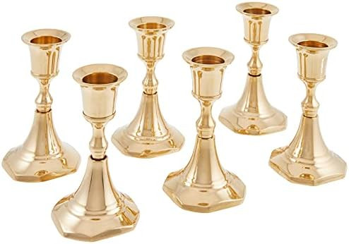 Biedermann & Sons Brass Candlestick Holders (Box of 6), 3.75" | Amazon (US)