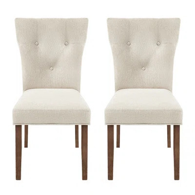 Dining Chairs Of 2 In Cream, Upholstered With Classic Appeal And Rubberwood Legs For Kitchen & High Backrests Area | Wayfair North America