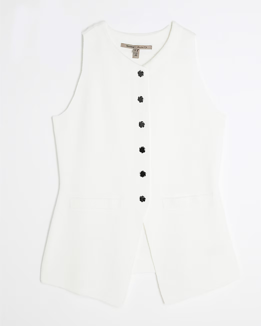 White Knitted Longline Waistcoat | River Island UK & IE