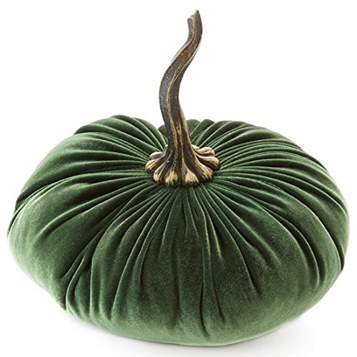 9 Inch Extra Large Velvet Pumpkin Olive Green, Handmade Home Decor, Fall Wedding Centerpiece, Rustic | Amazon (US)