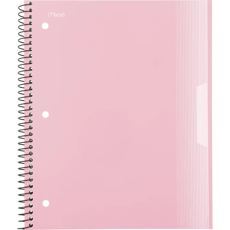 Mead Spiral Notebook, 1 Subject, Wide Ruled, Plastic Cover, 8" x 10.5", Pastel Pink - Walmart.com | Walmart (US)