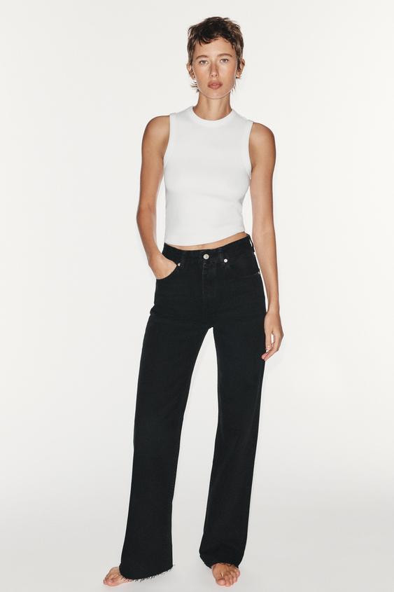 Zara - Trf High Rise Wide Leg Jeans - Women - Black - Women | Zara US