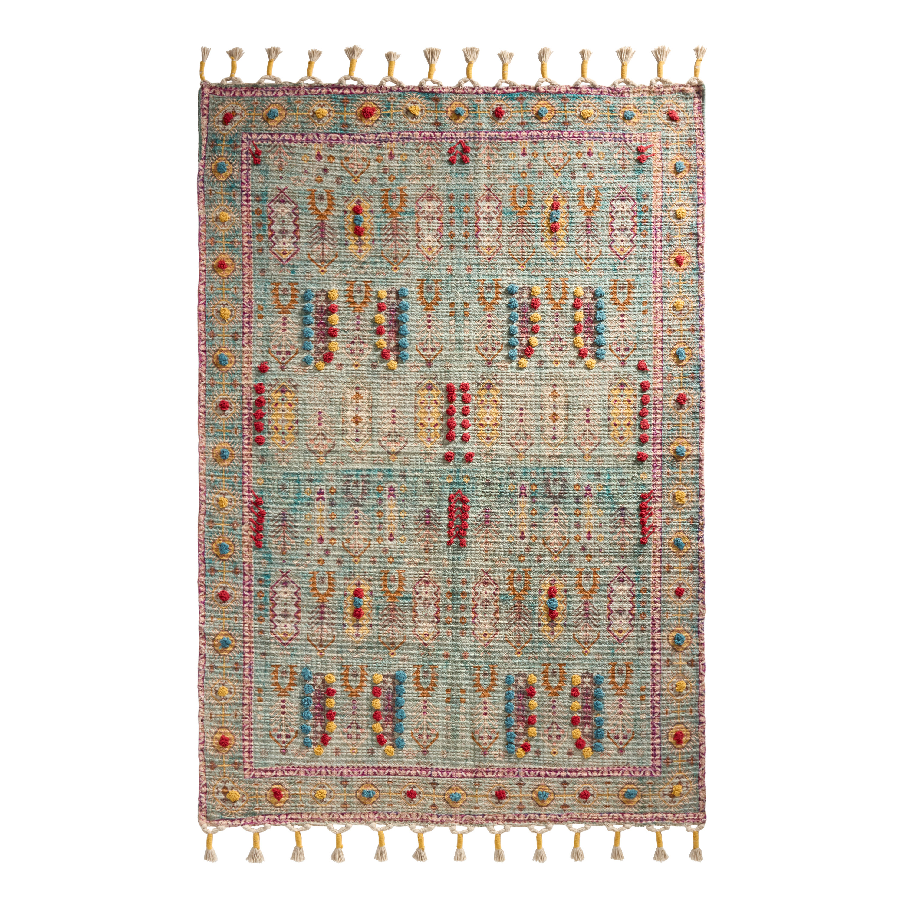 Soph Multicolor Folkloric Hand Embroidered Cotton Area Rug | World Market