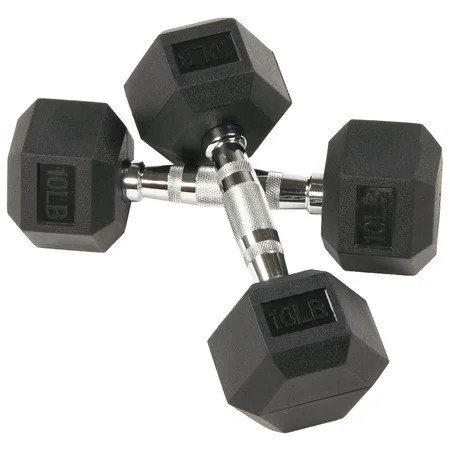 BalanceFrom Rubber Encased Hex Dumbbells, 10 lbs Pair, Black | Walmart (US)