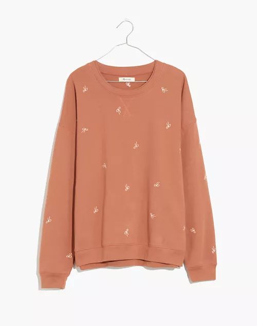 Bow Embroidered Double-Crewneck Sweatshirt | Madewell