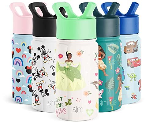 Simple Modern Disney Princess Tiana Kids Water Bottle with Straw Lid | Reusable Insulated Stainless  | Amazon (US)