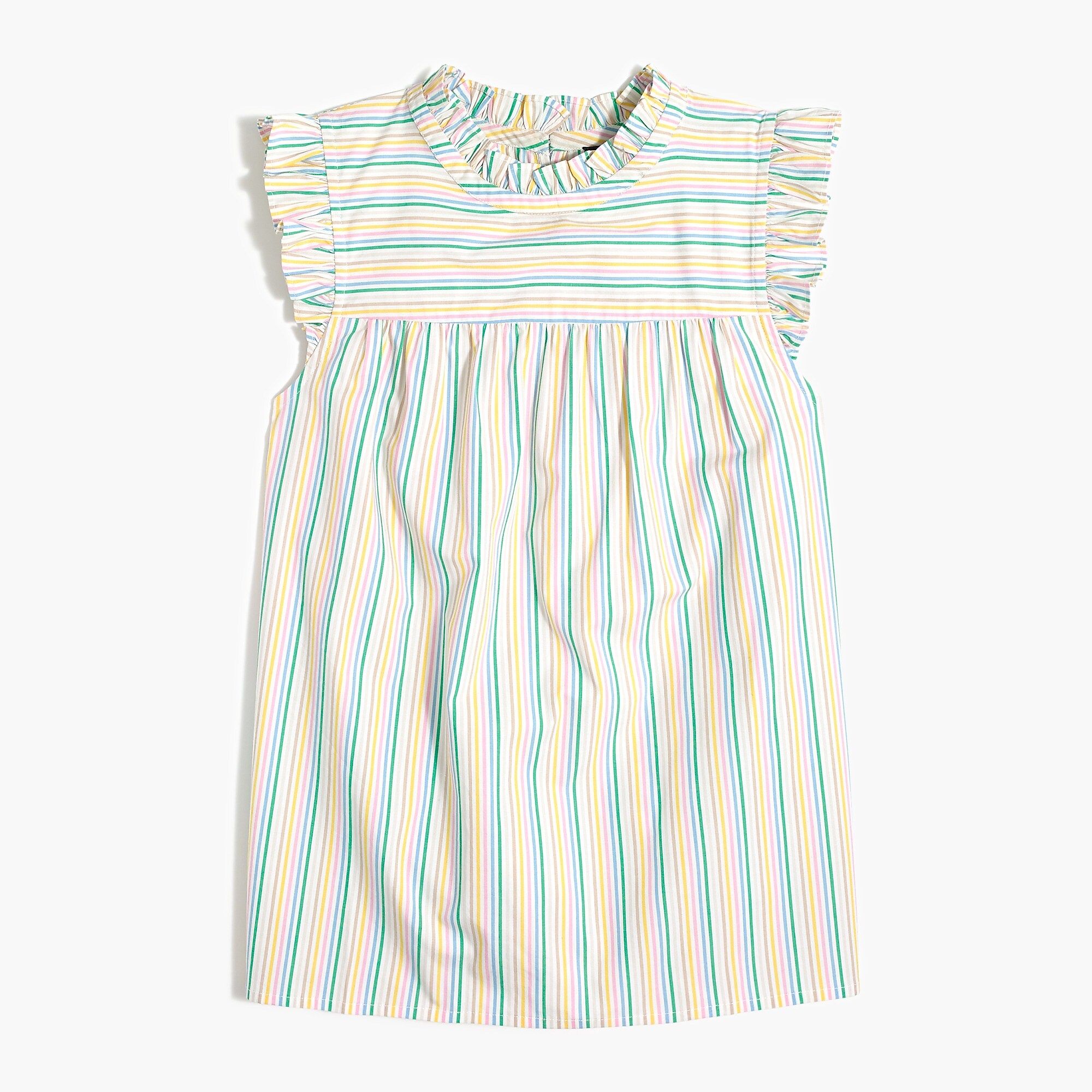 Ruffleneck shirred top in cotton poplin | J.Crew Factory