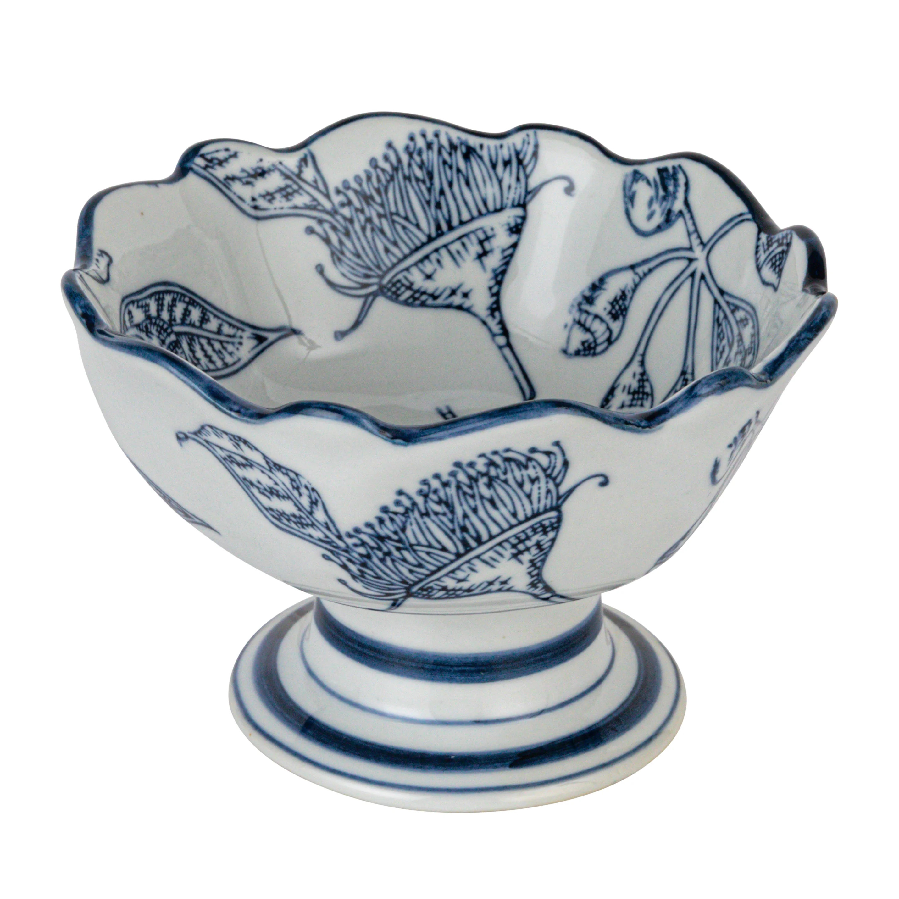 Creative Co-Op Botanical Bliss Stoneware Bowl, Blue and White | Walmart (US)