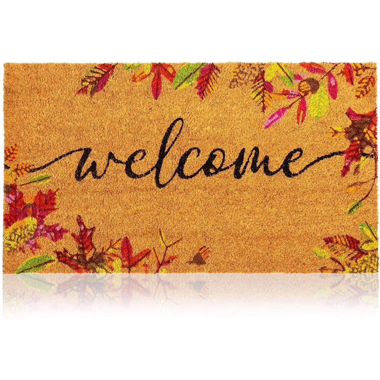 Natural Coir Welcome Door Mat, Autumn Leaves Fall Decor, 30x17 inches | Walmart (US)