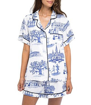 Katie Kime New Orleans Toile Woven Shorty Pajama Set - M | Dillard's