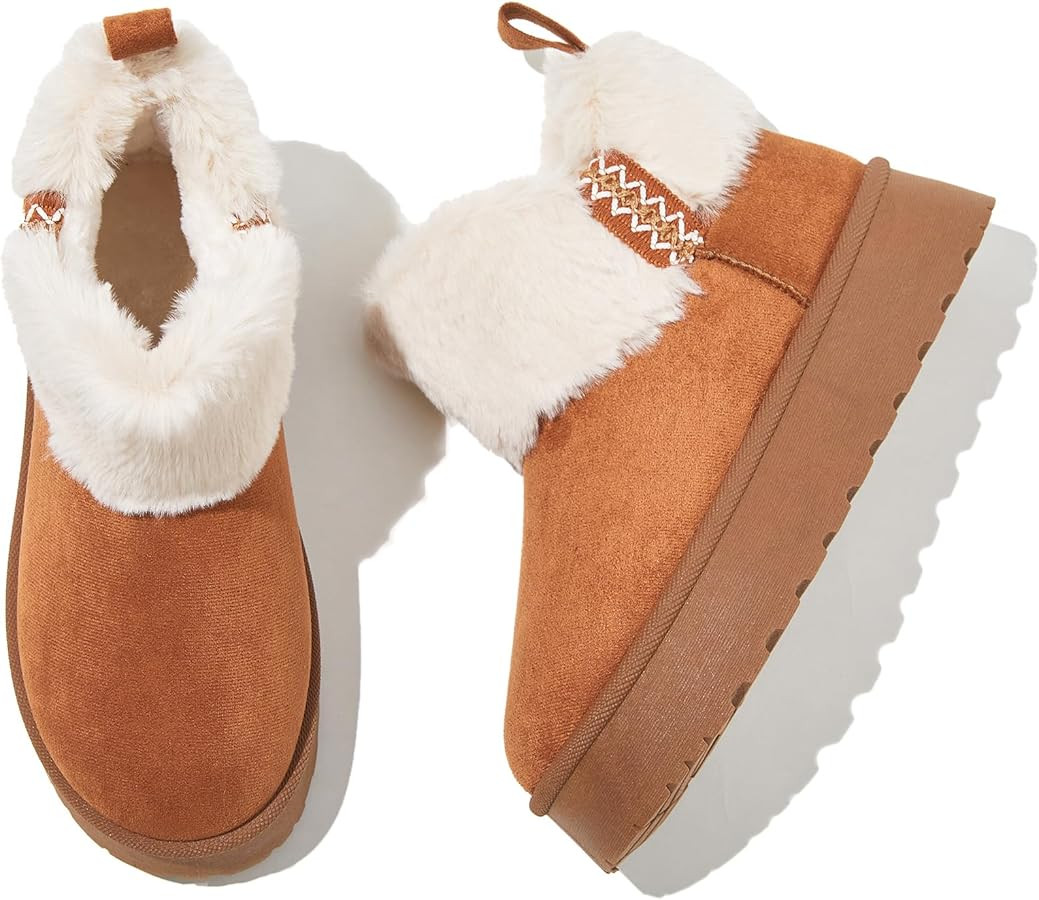 HYPOCRUTE Womens Winter Boots Fur Snow Boots Ankle Booties Fuzzy Warm Platform Short Boots for Wo... | Amazon (US)